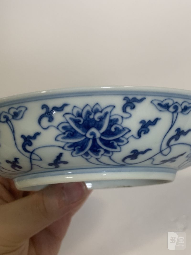 清道光 青花缠枝蕃莲纹盘 - 图7